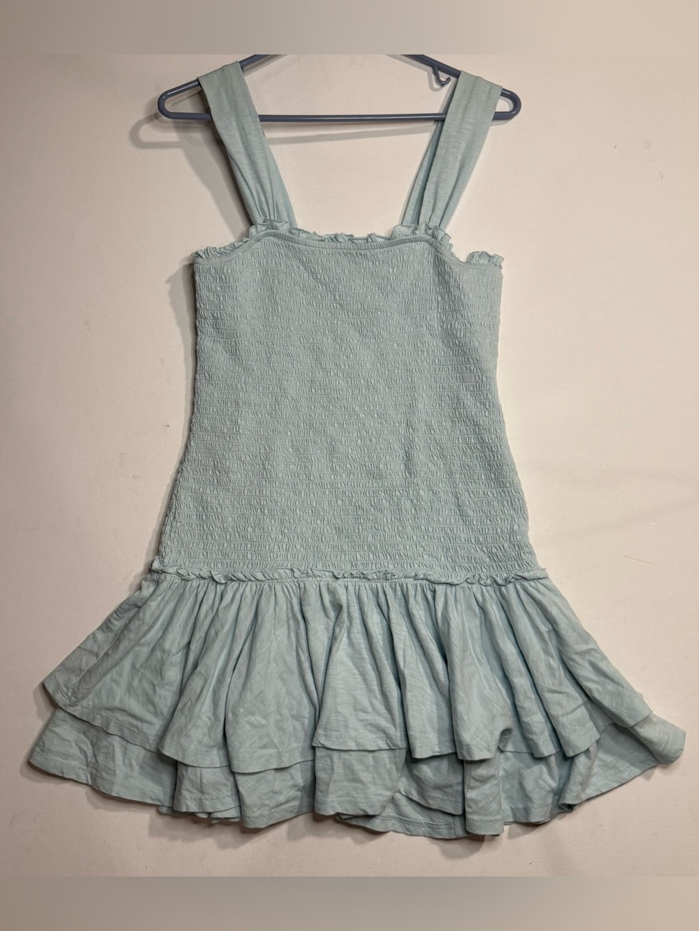 American Eagle Outfitters Light Blue Smocked Ruffle Sundress